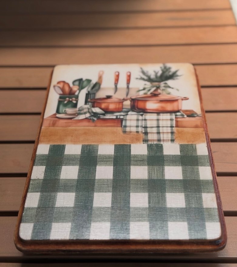 Yeşil Kareli Mutfak Servis Tahtası - Görsel 3