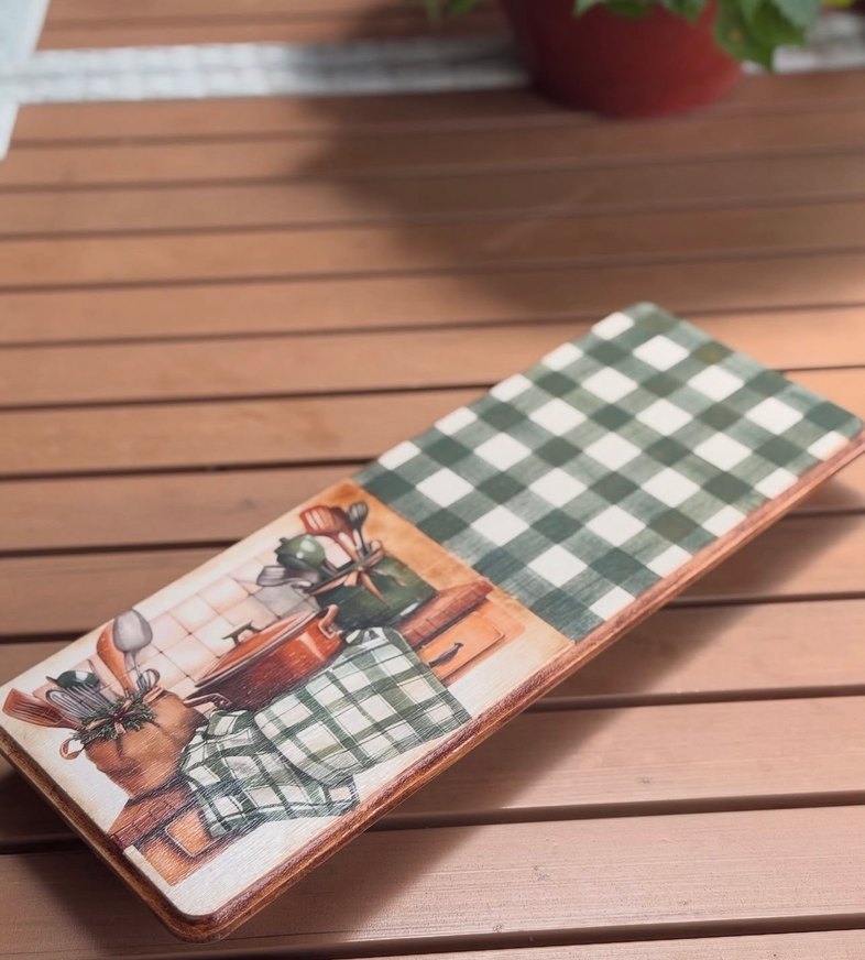 Yeşil Kareli Mutfak Servis Tahtası - Görsel 5