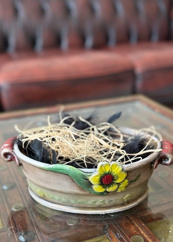 Gri ve Kahverengi Dekoratif Tavuk Biblo - Görsel 3