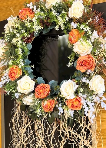 Beyaz ve Turuncu Çiçekli Kapı Süsü - Görsel 5