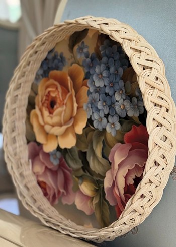 Bej Örgü Detaylı Yuvarlak Tepsi - Görsel 3