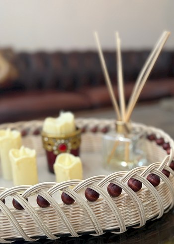 Dekoratif Rattan Örgü Tepsi - Görsel 4