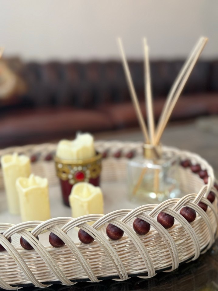 Dekoratif Rattan Örgü Tepsi - Görsel 4