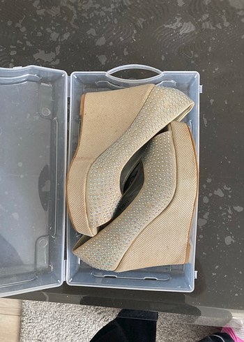 Beyaz Payetli Yüksek Topuklu Kadın Abiye Ayakkabı tanca 37 - Görsel 13