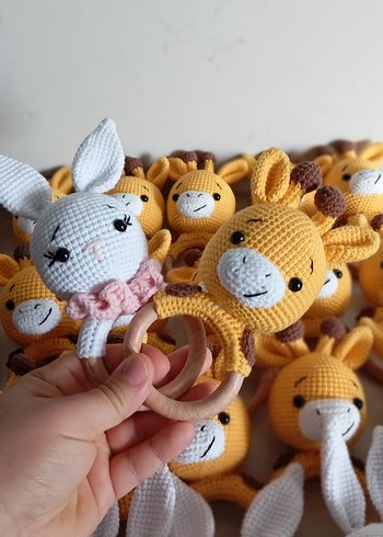 Renkli Örgü Zürafa ve Tavşan Diş Kaşıyıcı - Görsel 4