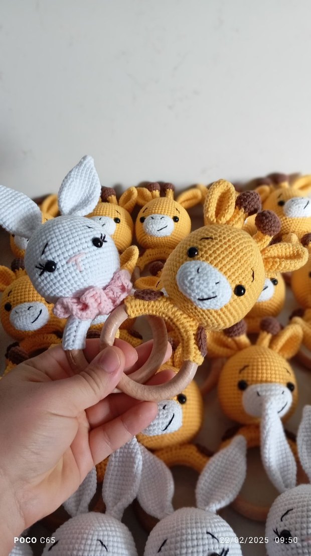 Renkli Örgü Zürafa ve Tavşan Diş Kaşıyıcı - Görsel 4