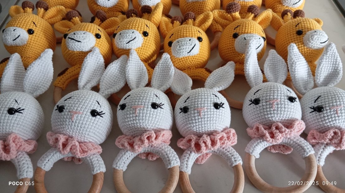 Renkli Örgü Zürafa ve Tavşan Diş Kaşıyıcı - Görsel 2