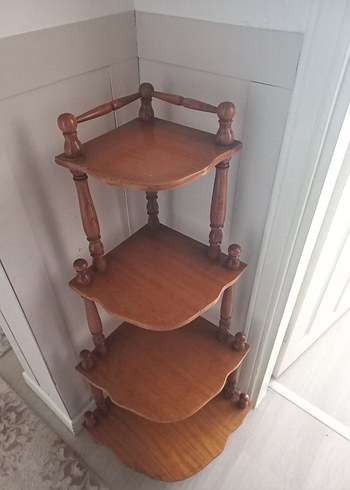Parlak Kahverengi Vintage Köşe Rafı