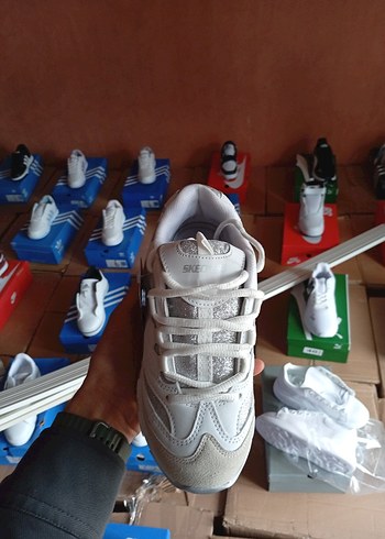 ithal orijinal Beyaz Bağcıklı Yüksek Topuklu Kadın Spor Ayakkabı - Görsel 7