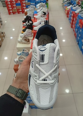 Beyaz Gri lacivert Kadın Spor Ayakkabı Velcro Bağlı - Görsel 2