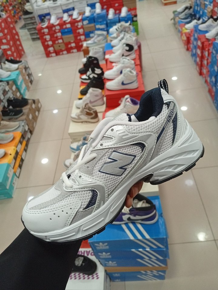 Beyaz Gri lacivert Kadın Spor Ayakkabı Velcro Bağlı - Görsel 4