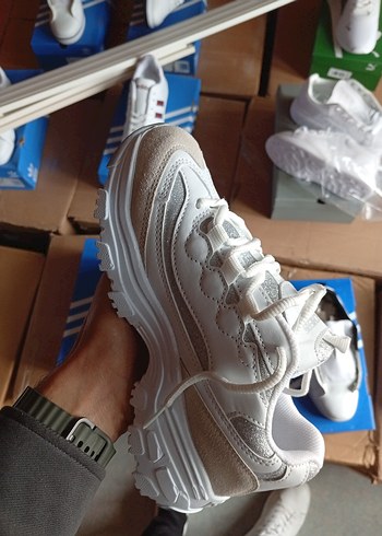 ithal orijinal Beyaz Bağcıklı Kadın Spor Ayakkabı - Görsel 5