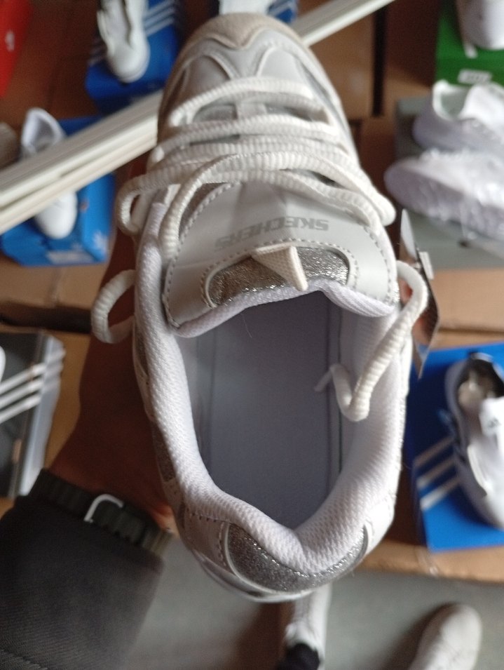 ithal orijinal Beyaz Yüksek Topuklu Bağcıklı Kadın Spor Ayakkabı - Görsel 5