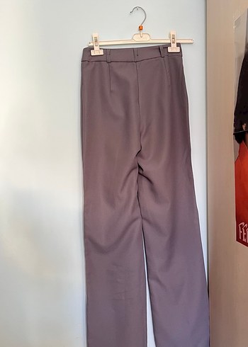 34 Beden gri Renk Kadın Gri Kemerli Ofis Kumaş Pantolon