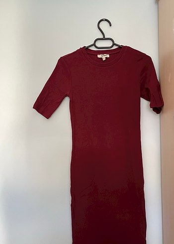 Bordo Midi Kadın Günlük Elbise