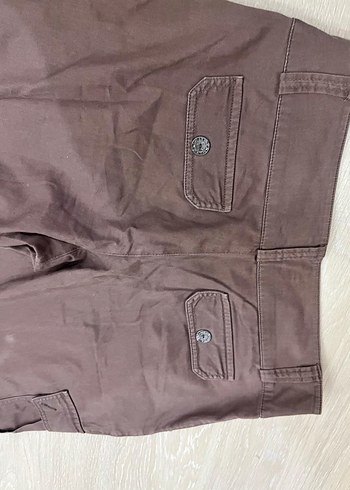 Diğer Kadın Kahverengi Keten Bol Kesim Pantolon düşük bel