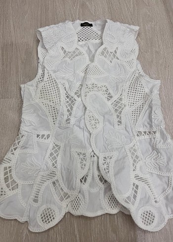vintage dantelli sıfır kol yelek