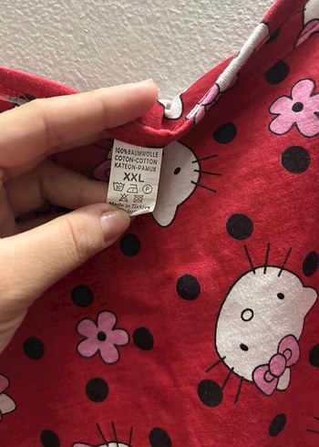 xxl Beden Kırmızı Desenli Kadın Mini Pijama Takımı