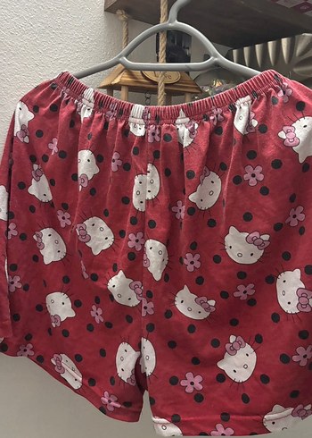 xxl Beden kırmızı Renk Kırmızı Desenli Kadın Mini Pijama Takımı