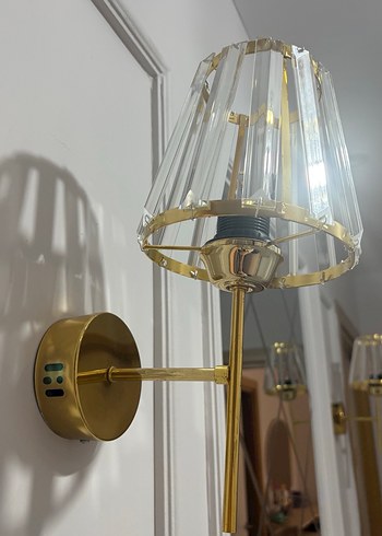 Altın Renkli Kristal Duvar Lambası 2 ADET - Görsel 7