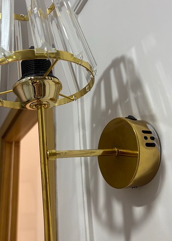 Altın Renkli Kristal Duvar Lambası 2 ADET - Görsel 4