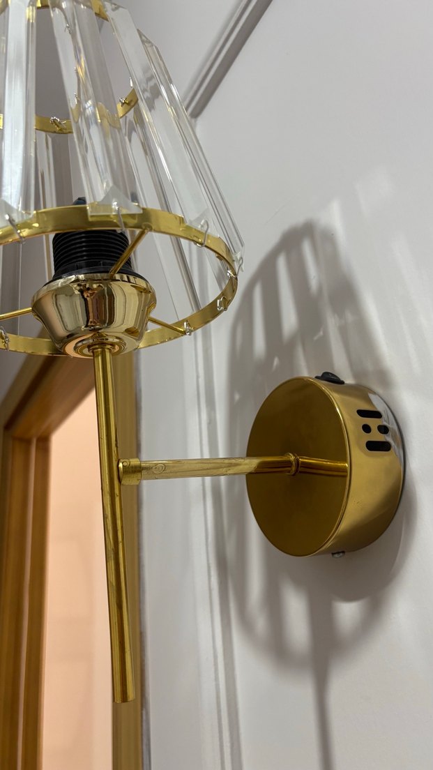 Altın Renkli Kristal Duvar Lambası 2 ADET - Görsel 4