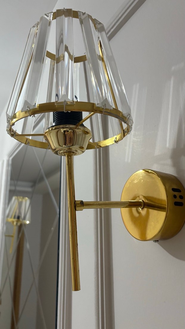 Altın Renkli Kristal Duvar Lambası 2 ADET - Görsel 3