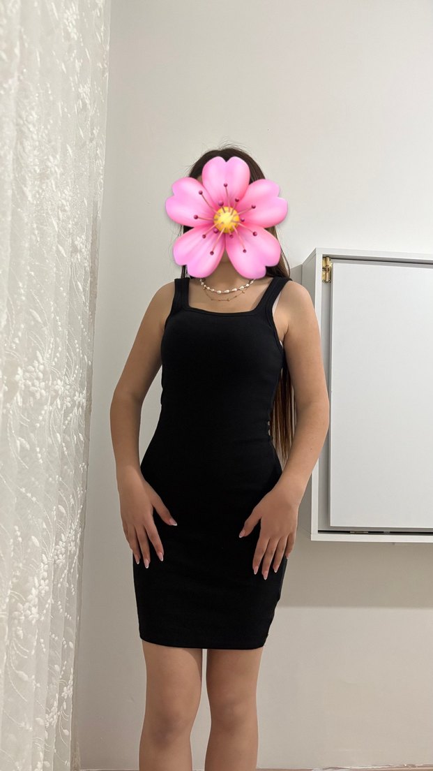 Siyah Kolsuz Midi Düz Kesim Elbise - Görsel 2