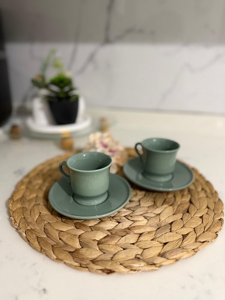 Pastel Yeşil Seramik Fincan Takımı - Görsel 2