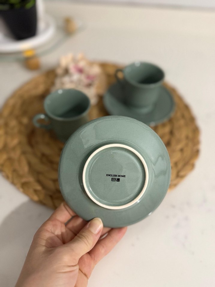 Pastel Yeşil Seramik Fincan Takımı - Görsel 3