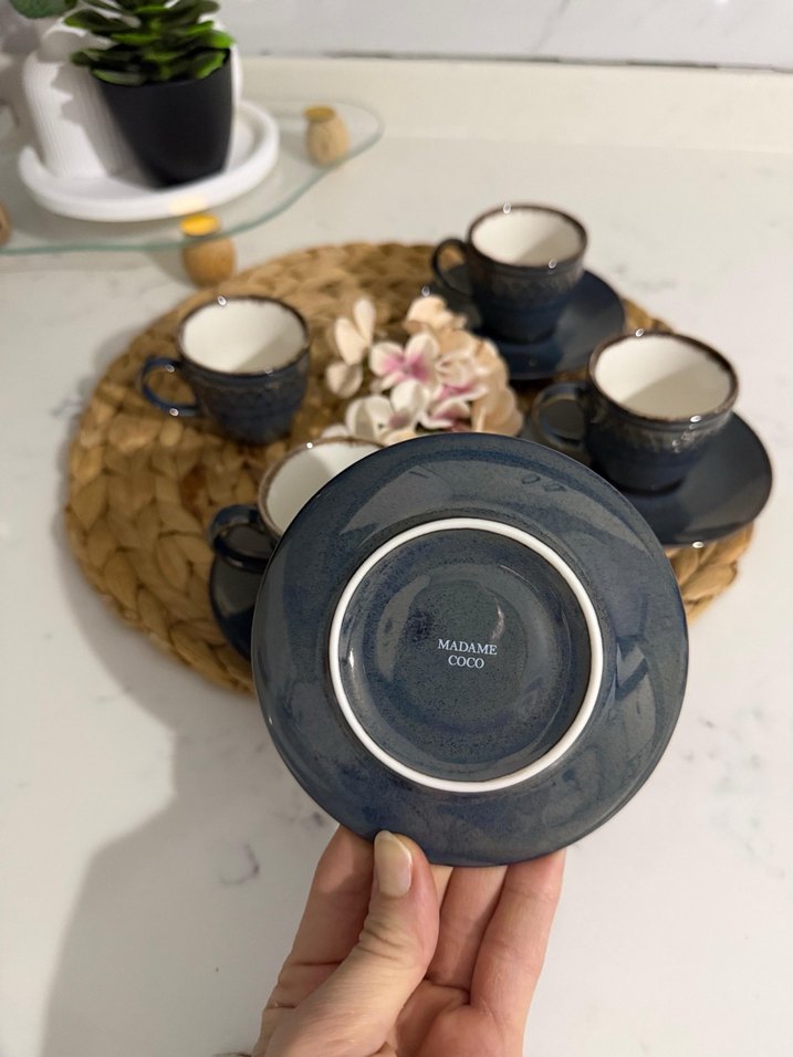 Koyu Mavi Seramik Fincan Takımı - Görsel 2