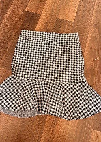 Fırfırlı Ekose Mini Etek/Pijama Şort SET