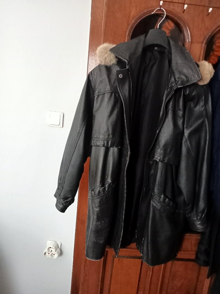 Kürklü Siyah Uzun Hakiki Deri Ceket - Görsel 3