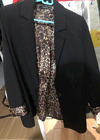 Kahverengi Leopar Desenli Kadın Blazer