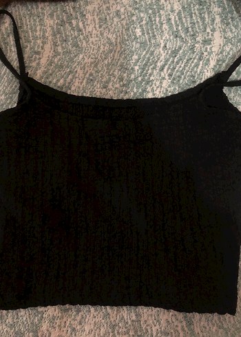 s Beden siyah Renk Siyah İnce Askılı Kadın Crop Top
