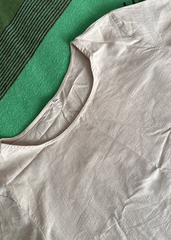 Beyaz Keten Kadın Hamile Bluzu - Görsel 3