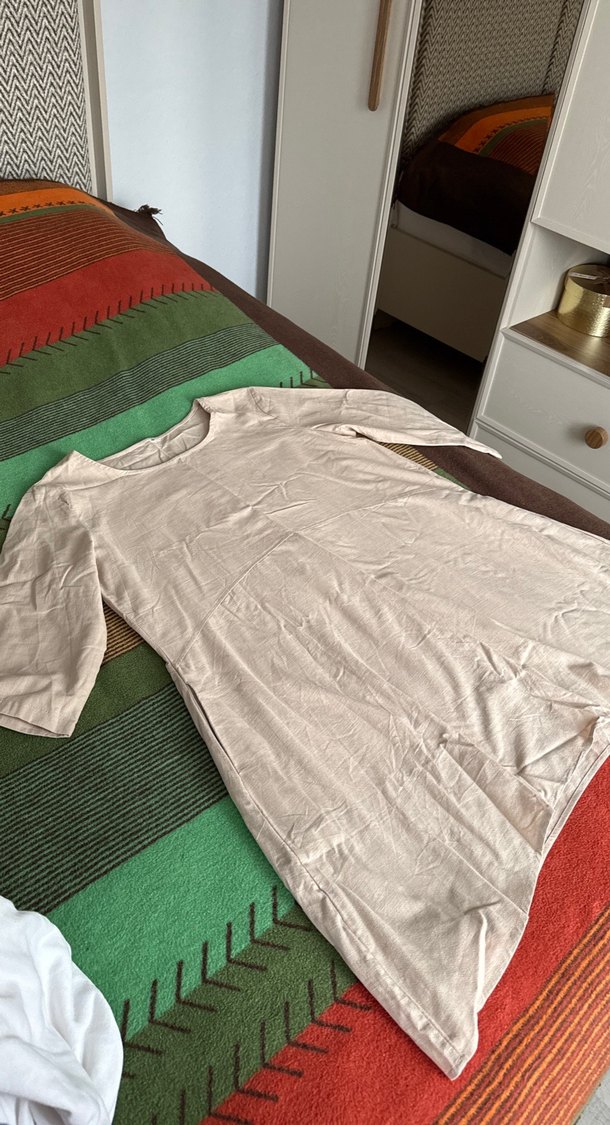 Beyaz Keten Kadın Hamile Bluzu - Görsel 2