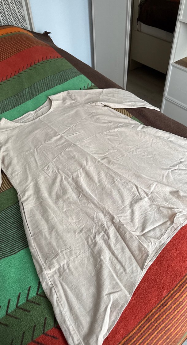 Beyaz Keten Kadın Hamile Bluzu - Görsel 5