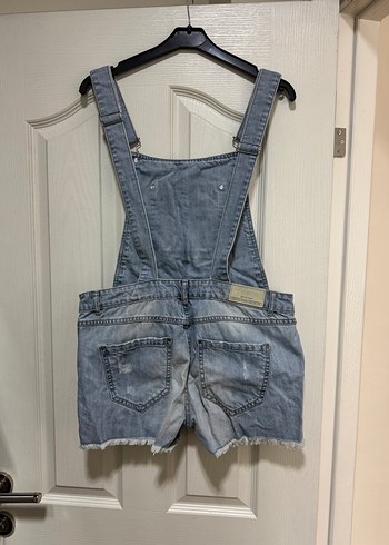 Kadın Mavi Denim Mini Tulum - Görsel 2
