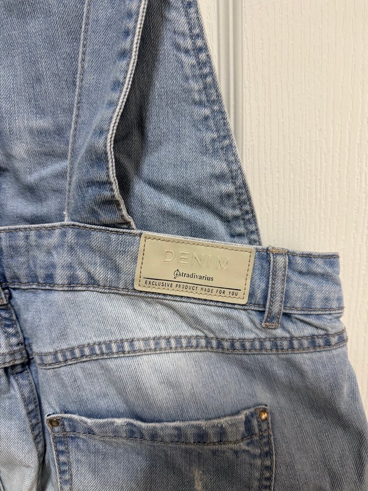 Kadın Mavi Denim Mini Tulum - Görsel 3