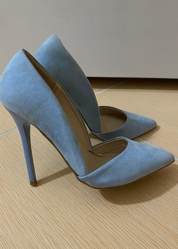 36 Beden Mavi Süet Stiletto Topuklu Kadın Ayakkabı