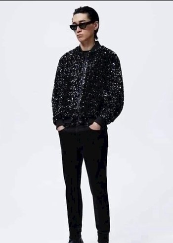 Siyah Payetli Uzun Kollu erkekCeket - Görsel 4
