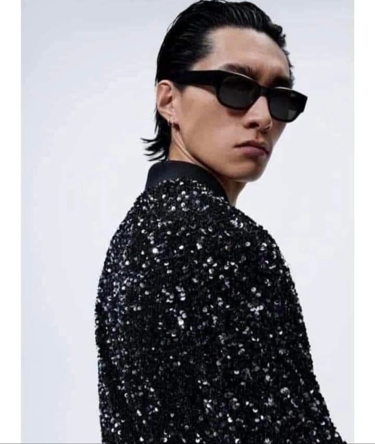 Siyah Payetli Uzun Kollu erkekCeket - Görsel 5