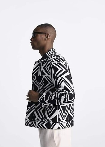 Erkek Siyah Zebra Desenli Kısa Ceket - Görsel 6