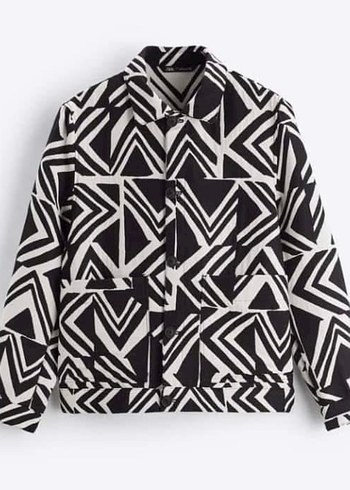 Erkek Siyah Zebra Desenli Kısa Ceket - Görsel 7