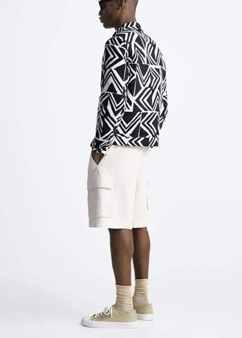 Erkek Siyah Zebra Desenli Kısa Ceket - Görsel 4