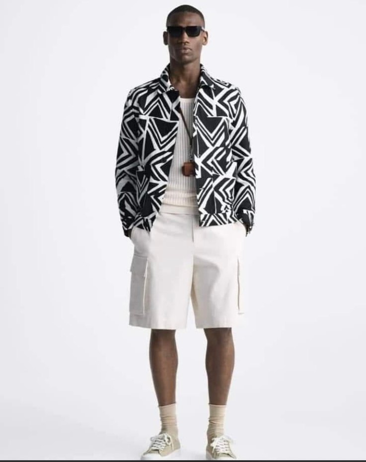 Erkek Siyah Zebra Desenli Kısa Ceket - Görsel 2