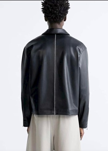 Siyah Deri Erkek Ceket, Regular Fit - Görsel 3