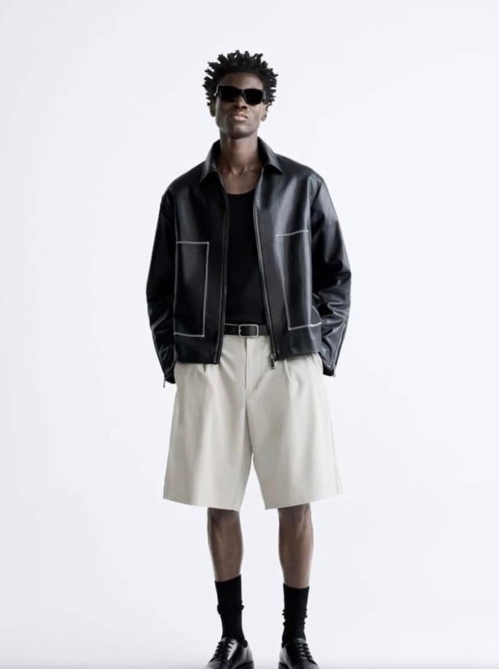 Siyah Deri Erkek Ceket, Regular Fit - Görsel 2