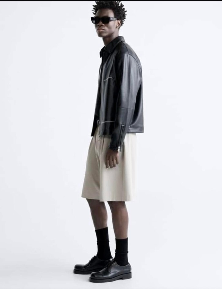 Siyah Deri Erkek Ceket, Regular Fit - Görsel 4